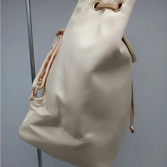 LouLu Ivory Nylon Drawstring Backpack Handbag Purse - Picture 3 of 7